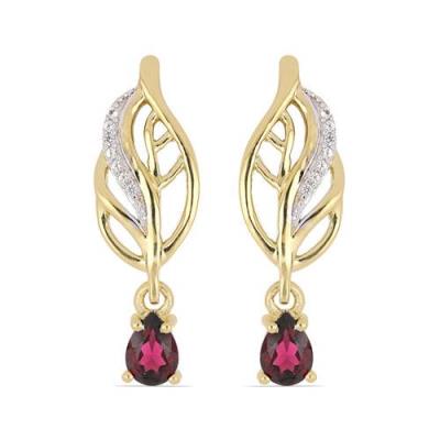 BUY REAL RHODOLITE GEMSTONE CLASSIC EARRINGS IN 925 SILVER